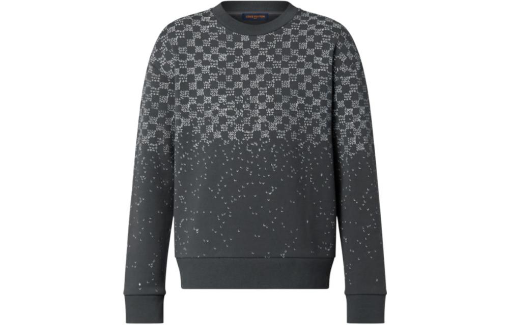 Order ルイヴィトン FW22 グレー チェック柄 カラーブロック クルーネックスウェットシャツ 1AA4TI