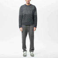 Shop LOUIS VUITTON FW22 Grey Plaid Print Colorblock Crewneck Sweatshirt 1AA4TI
