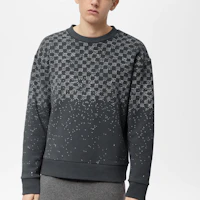 Details for LOUIS VUITTON FW22 Grey Plaid Print Colorblock Crewneck Sweatshirt 1AA4TI