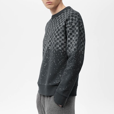ルイヴィトン FW22 グレー チェック柄 カラーブロック クルーネックスウェットシャツ 1AA4TI Sizing ルイヴィトン FW22 グレー チェック柄 カラーブロック クルーネックスウェットシャツ 1AA4TI