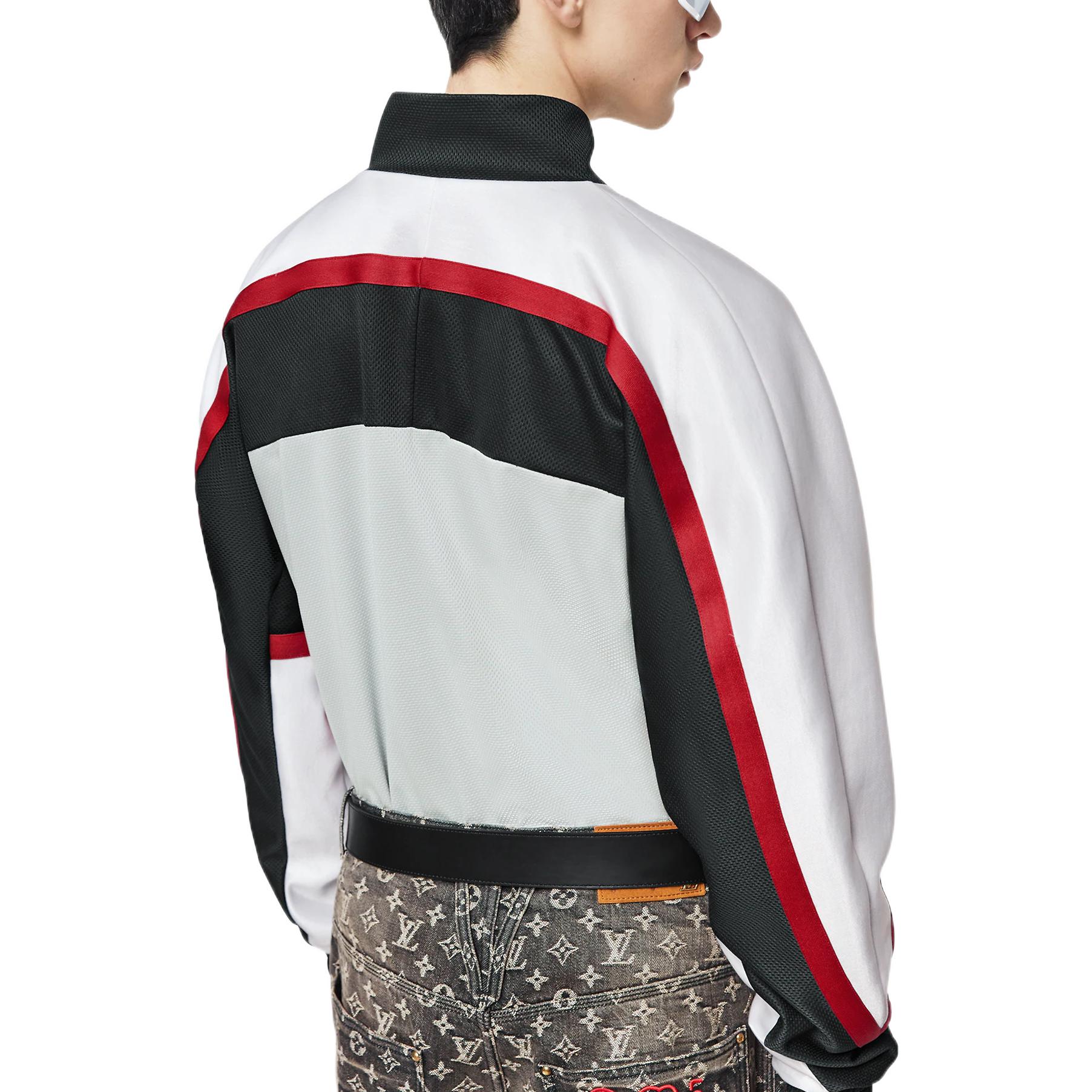 Purchase 루이 비통 FW22 아이스하키 자켓 화이트 레터 컬러 블록 디자인 1AAGPZ