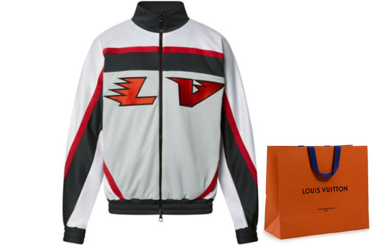 Details for 루이 비통 FW22 아이스하키 자켓 화이트 레터 컬러 블록 디자인 1AAGPZ