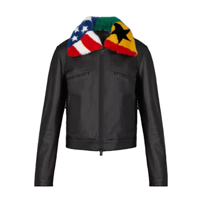 LOUIS VUITTON FW22 Leather Bomber Jacket Black 1A5Q5G