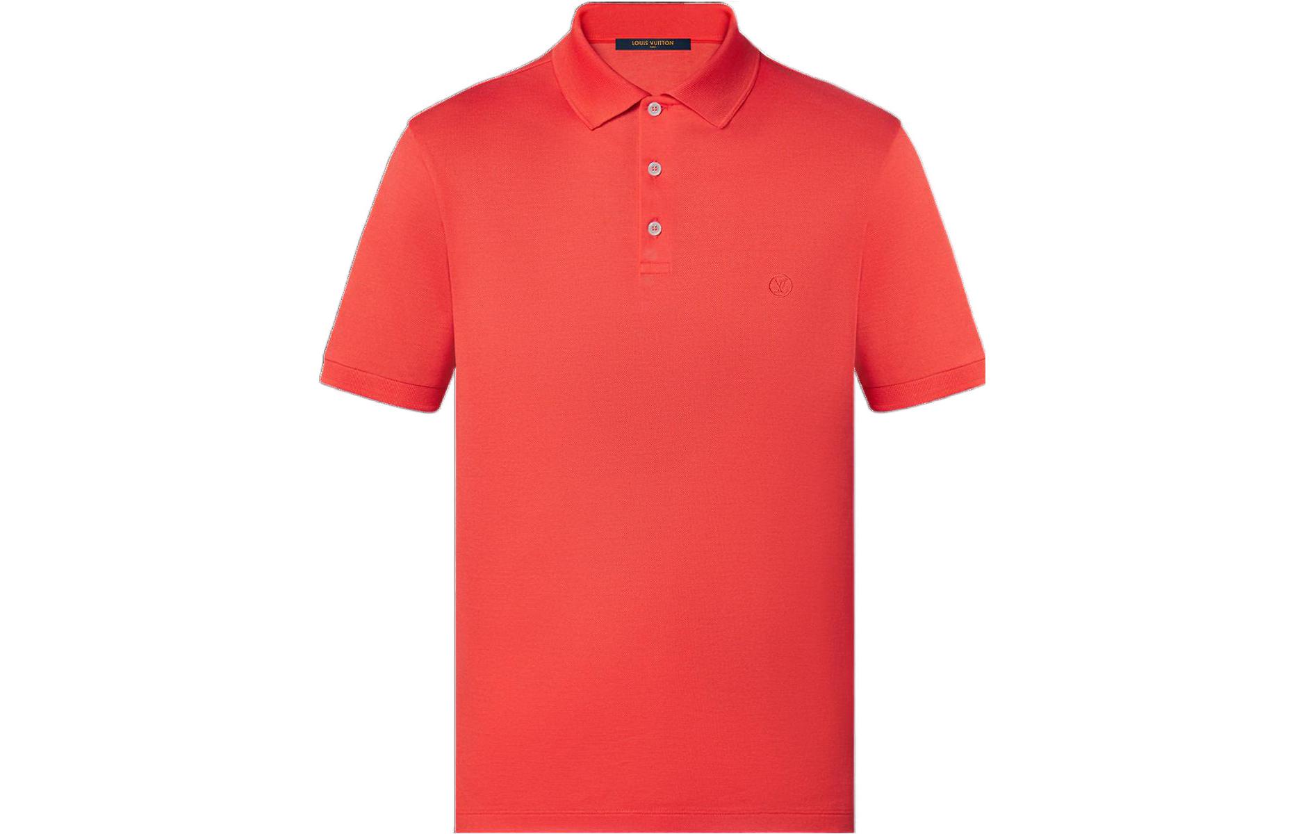 LOUIS VUITTON FW22  Orange Solid Button Short Sleeve Polo Shirt 1AA4JD