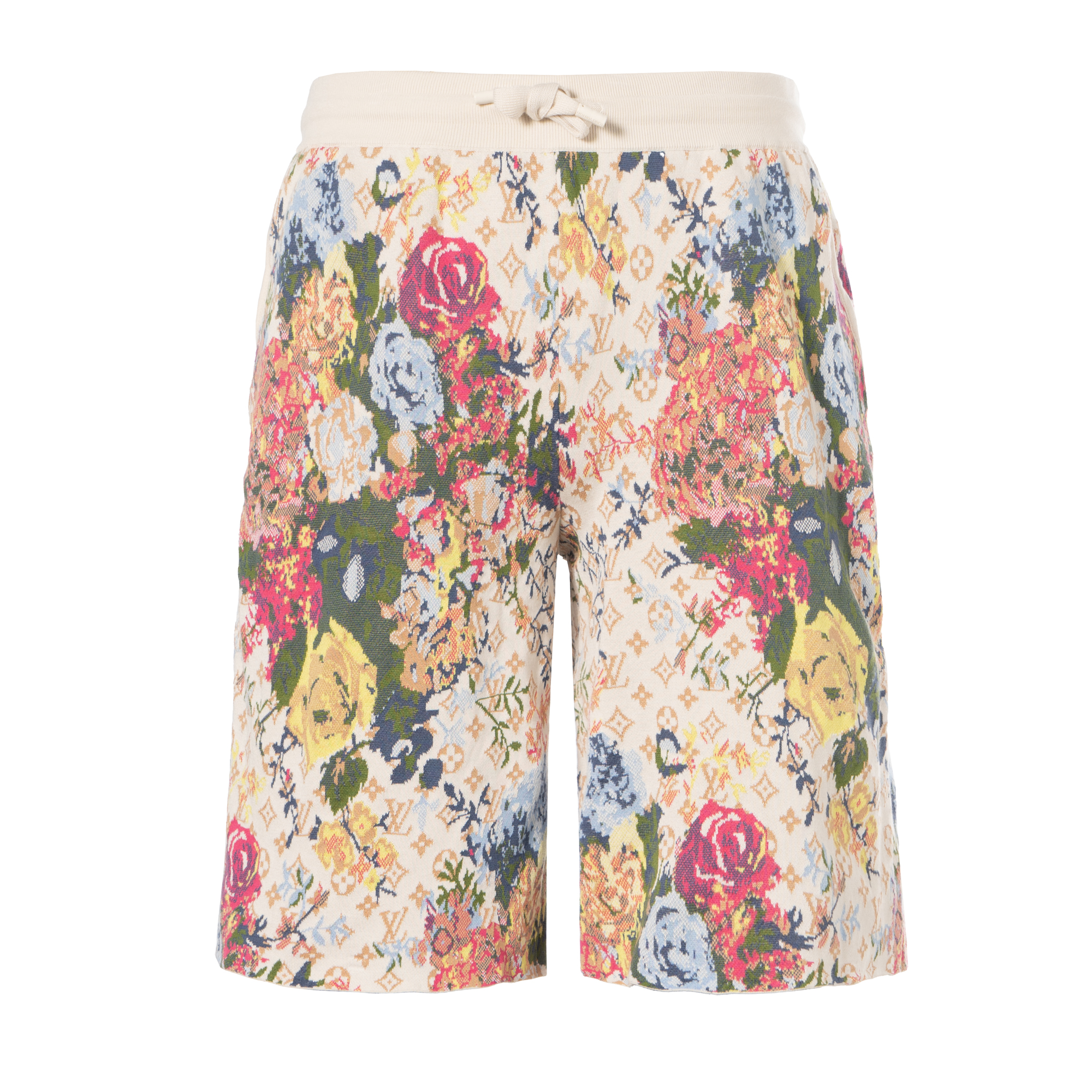 LOUIS VUITTON FW22  Pink Logo Floral Jacquard Casual Shorts. 1AAGW8