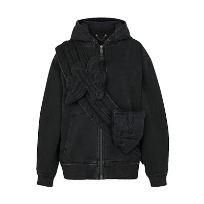 LOUIS VUITTON FW22 Vintage Washed Zip-Up Hoodie Black 1A5PAU
