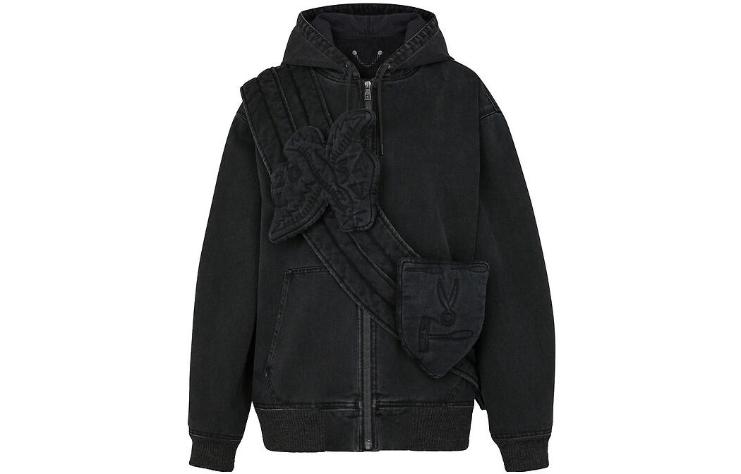 LOUIS VUITTON FW22  Vintage Washed Zip-Up Hoodie Black 1A5PAU 圖 2