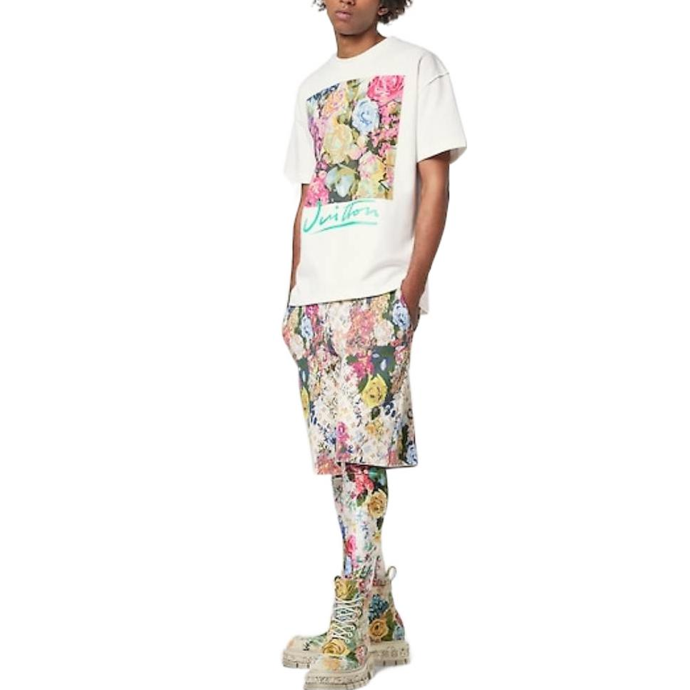 Sizing 路易威登 2022秋冬 白色花卉Logo印花圆领T恤 1AAGWP