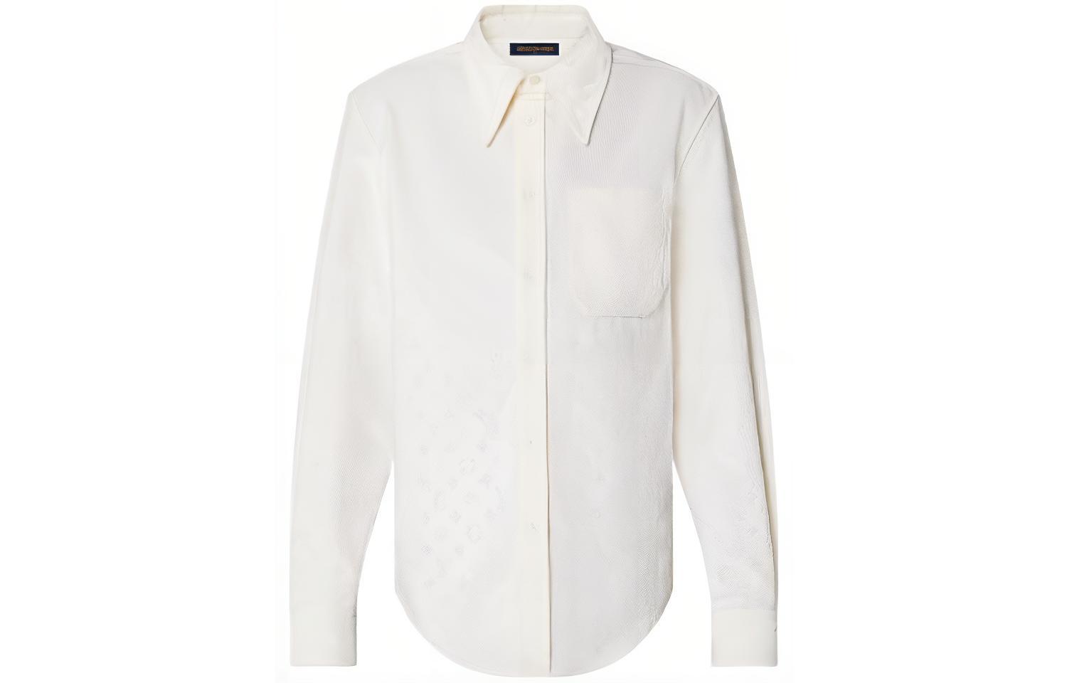 LOUIS VUITTON FW22  White Long Sleeve Shirt with Subtle Logo Pattern. 1AAGIP