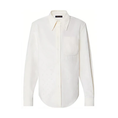 LOUIS VUITTON FW22 White Long Sleeve Shirt with Subtle Logo Pattern. 1AAGIP