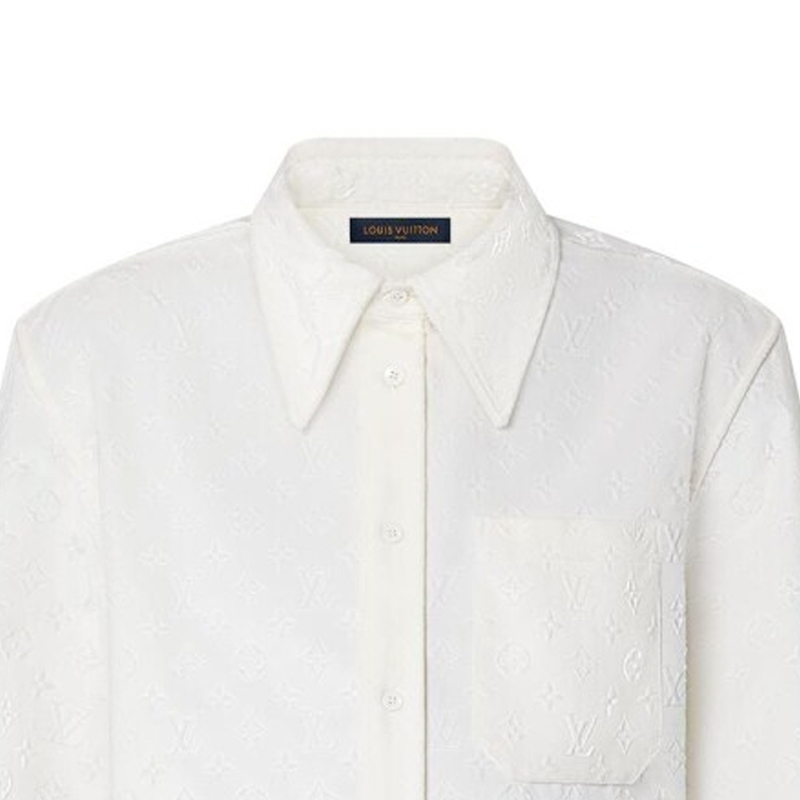 Details for LOUIS VUITTON FW22 Baju Lengan Panjang Putih Corak Logo Halus. 1AAGIP