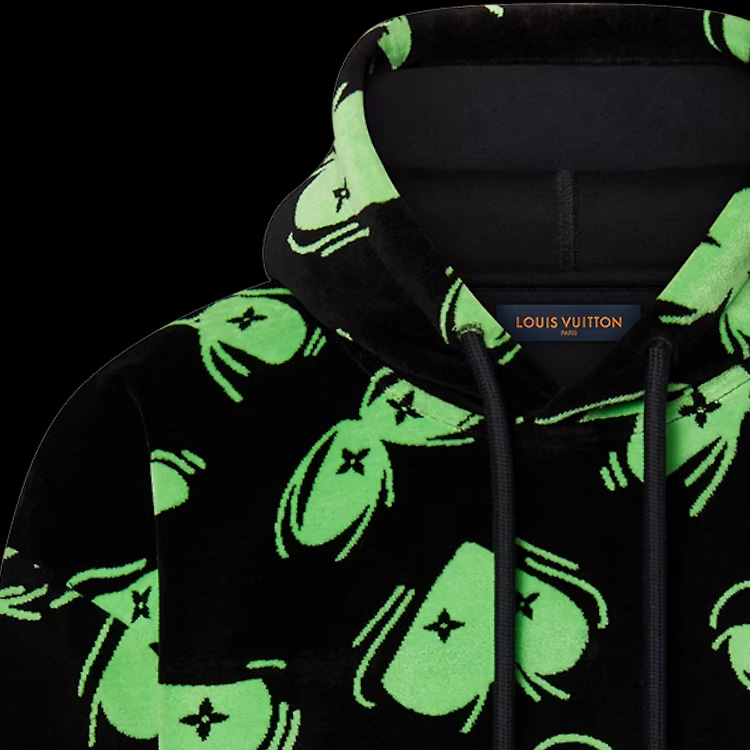 Details for Sudadera Negra de Manga Larga Louis Vuitton FW22 Patrón Abstracto Jacquard. 1AAGWE