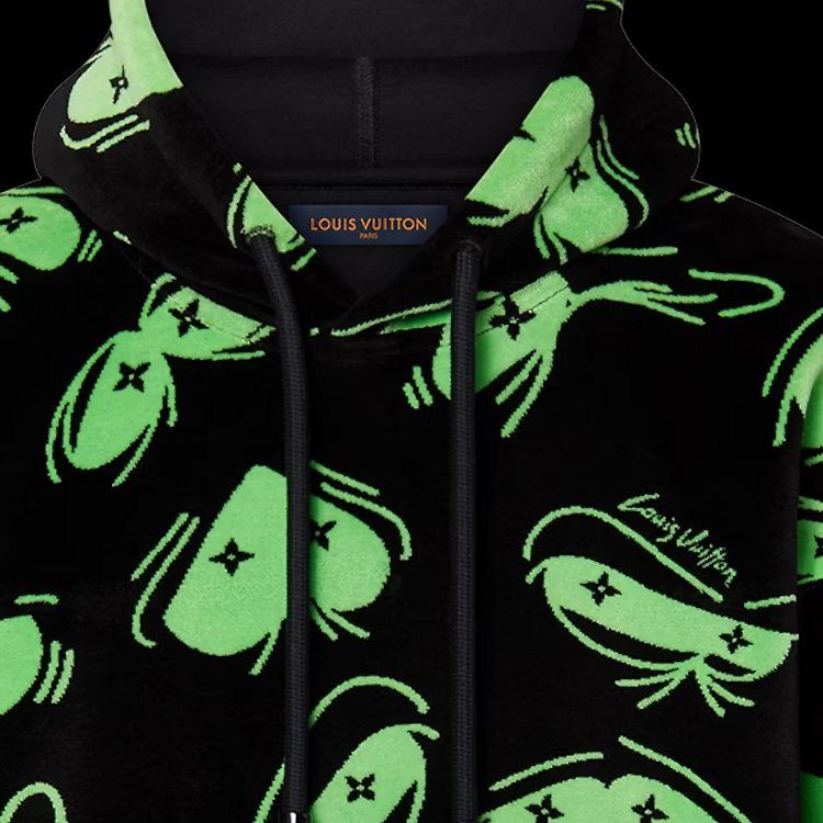 Sizing Sudadera Negra de Manga Larga Louis Vuitton FW22 Patrón Abstracto Jacquard. 1AAGWE