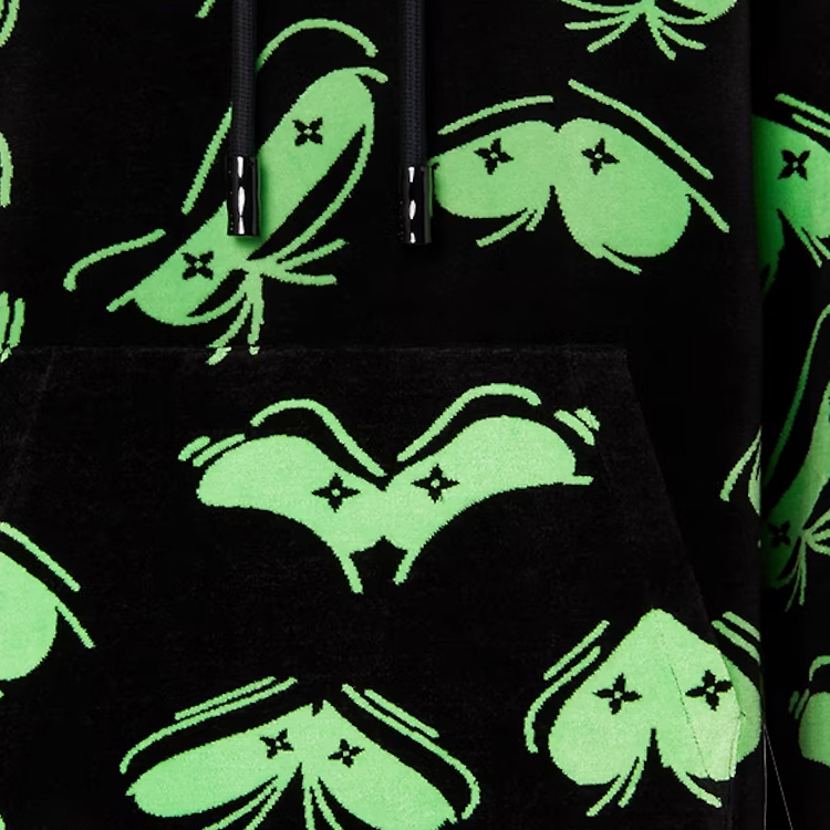 Cheap Sudadera Negra de Manga Larga Louis Vuitton FW22 Patrón Abstracto Jacquard. 1AAGWE