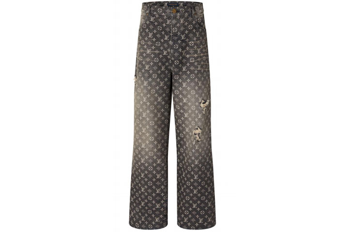 LOUIS VUITTON FW22 All-Over Logo Loose Fit Denim Jeans 1AAGPQ
