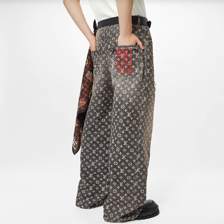 Sizing 루이 비통 FW22 올오버 로고 루즈핏 데님 진츠 1AAGPQ