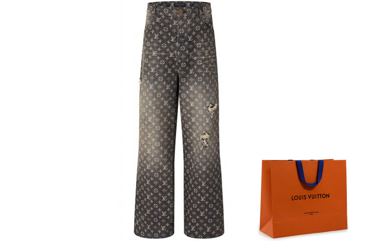 Cheap 루이 비통 FW22 올오버 로고 루즈핏 데님 진츠 1AAGPQ