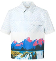 LOUIS VUITTON FW22 Alphabet Landscape Print White Denim Short Sleeve Shirt Mens. 1AA5C2 LOUIS VUITTON FW22 Alphabet Landscape Print White Denim Short Sleeve Shirt Mens. 1AA5C2