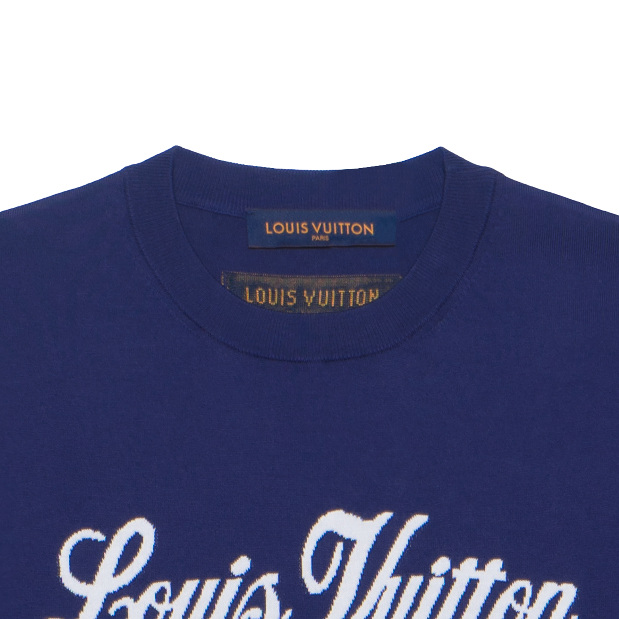 Details for LOUIS VUITTON FW22 Kaos Crewneck Motif Alphabet Biru 1AA4XM