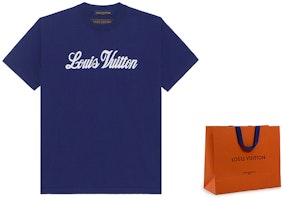 路易威登 FW22 字母印花藍色圓領短袖T恤 1AA4XM 1