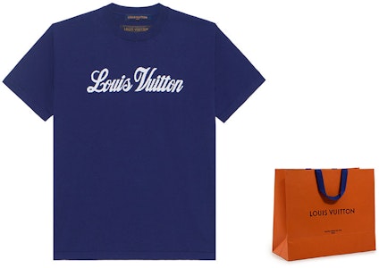 LOUIS VUITTON FW22 Kaos Crewneck Motif Alphabet Biru 1AA4XM 1