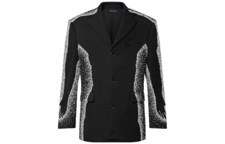 Louis Vuitton FW22 Black Pearl Embroidered Long Sleeve Jacket 1A9T2O