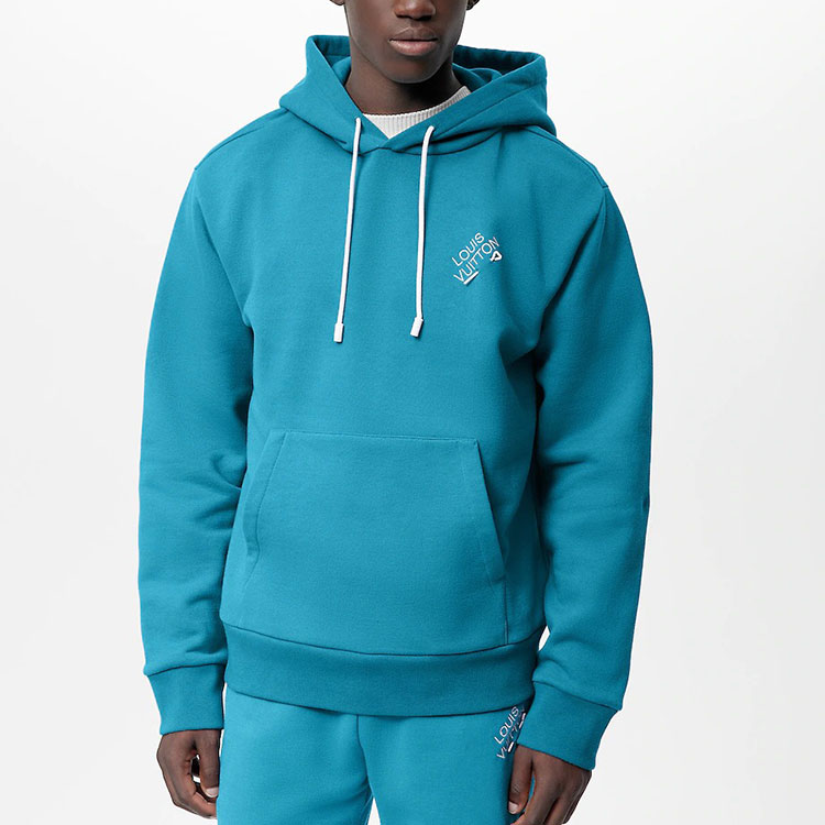 Sizing Sudadera Hombre Azul Louis Vuitton FW22 Logo Bordado Manga Larga. 1AA4YC