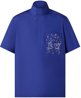 Camisa azul Louis Vuitton FW22 de manga corta bordada para hombre. 1AA4PK Order Camisa azul Louis Vuitton FW22 de manga corta bordada para hombre. 1AA4PK