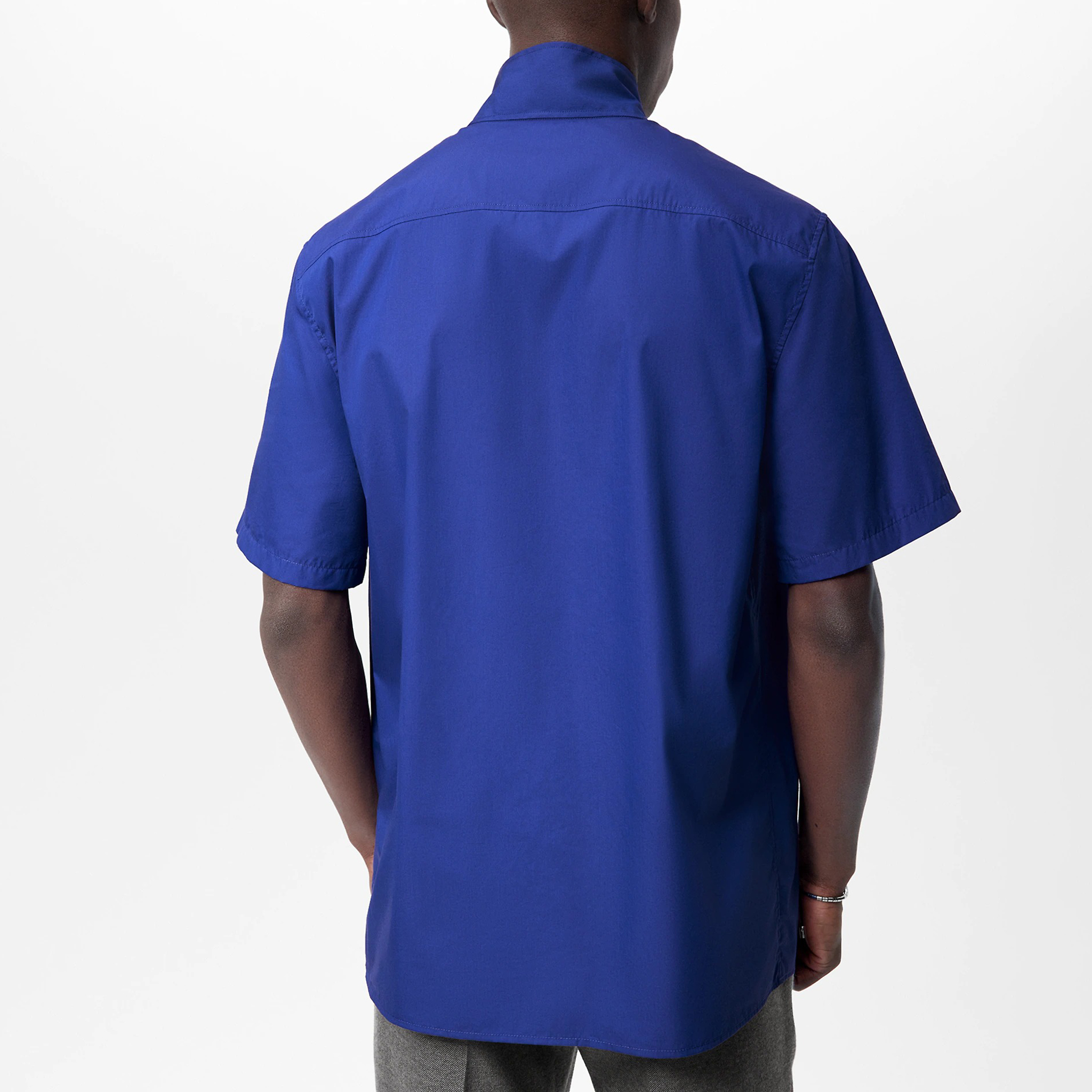 Details for Louis Vuitton Baju Biru Lengan Pendek Bersulam Lelaki FW22. 1AA4PK