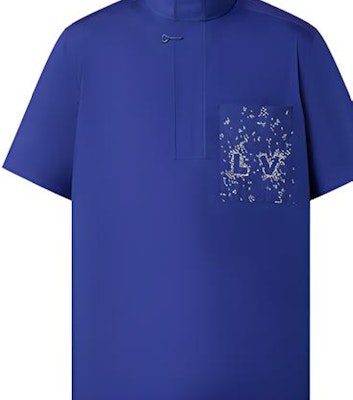 Camisa azul Louis Vuitton FW22 de manga corta bordada para hombre. 1AA4PK Sizing Camisa azul Louis Vuitton FW22 de manga corta bordada para hombre. 1AA4PK
