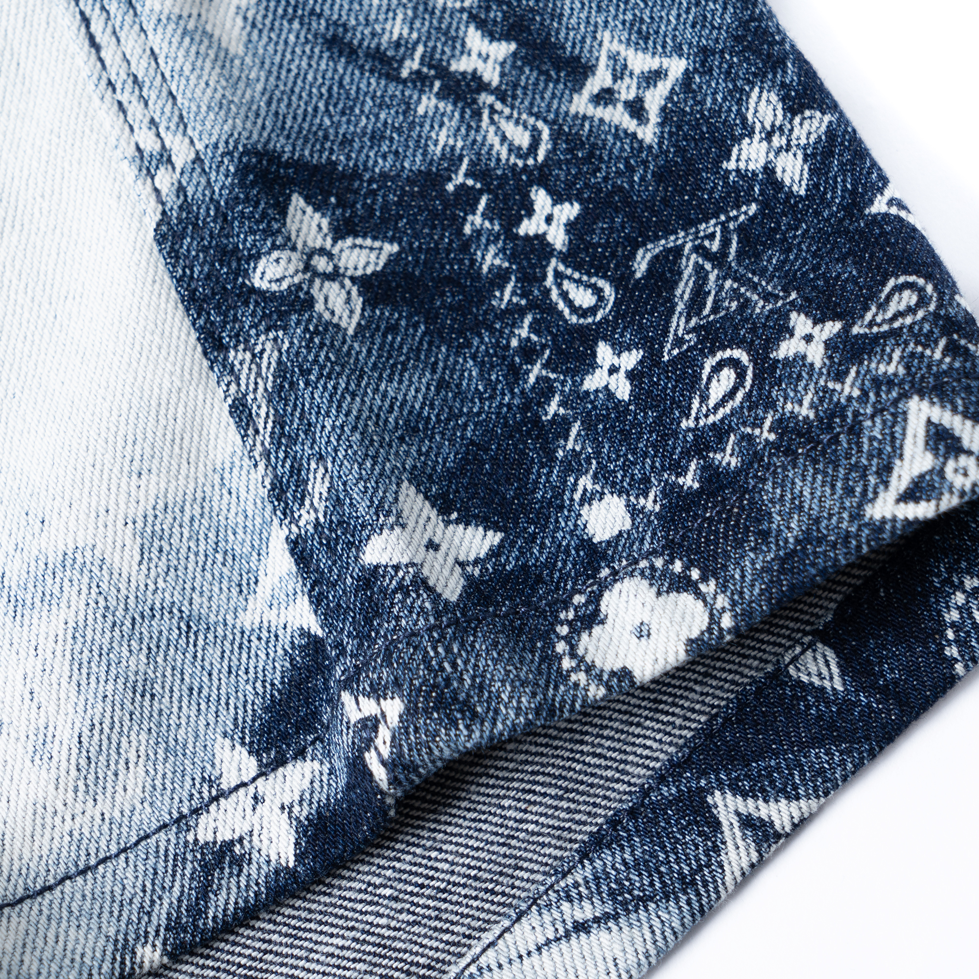 Sizing 路易威登FW22藍白扎染Monogram佩斯利休閒短褲 1AA55K