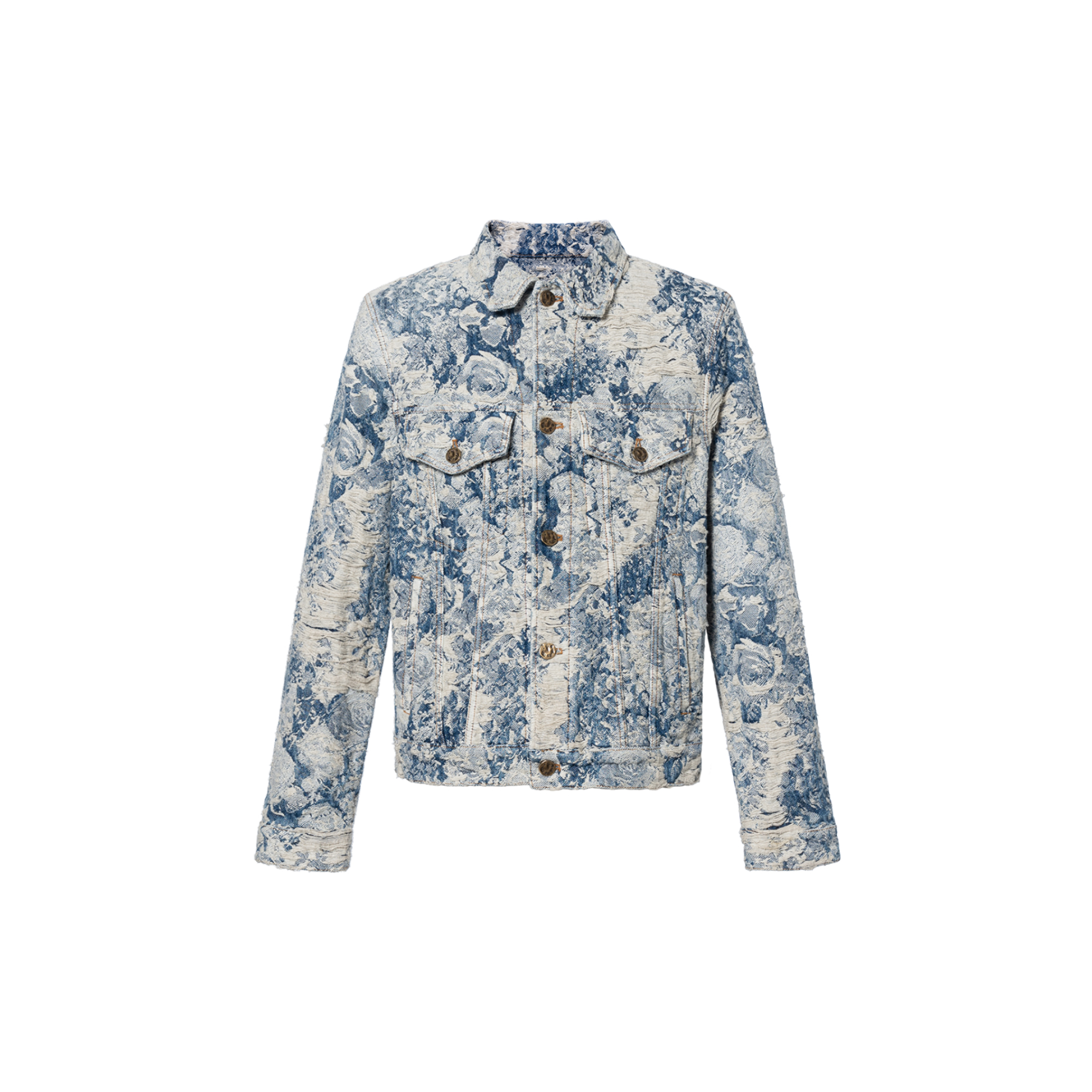 Louis Vuitton FW22 Botanical Floral Print Denim Jacket  Blue 1AAGR6