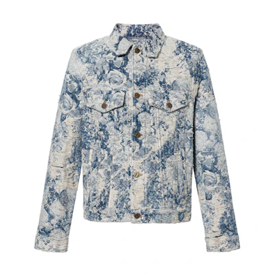 Louis Vuitton FW22 Botanical Floral Print Denim Jacket Blue 1AAGR6