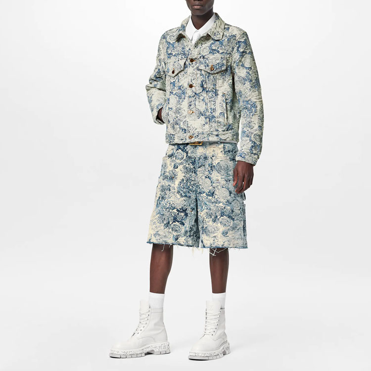 Shop 路易威登2022秋冬植物花卉印花牛仔夹克 蓝色 1AAGR6