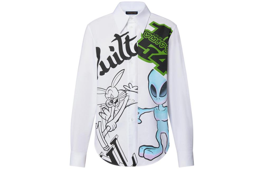 LOUIS VUITTON FW22 Cartoon Print Long Sleeve Shirt White Mens 1AAGOC