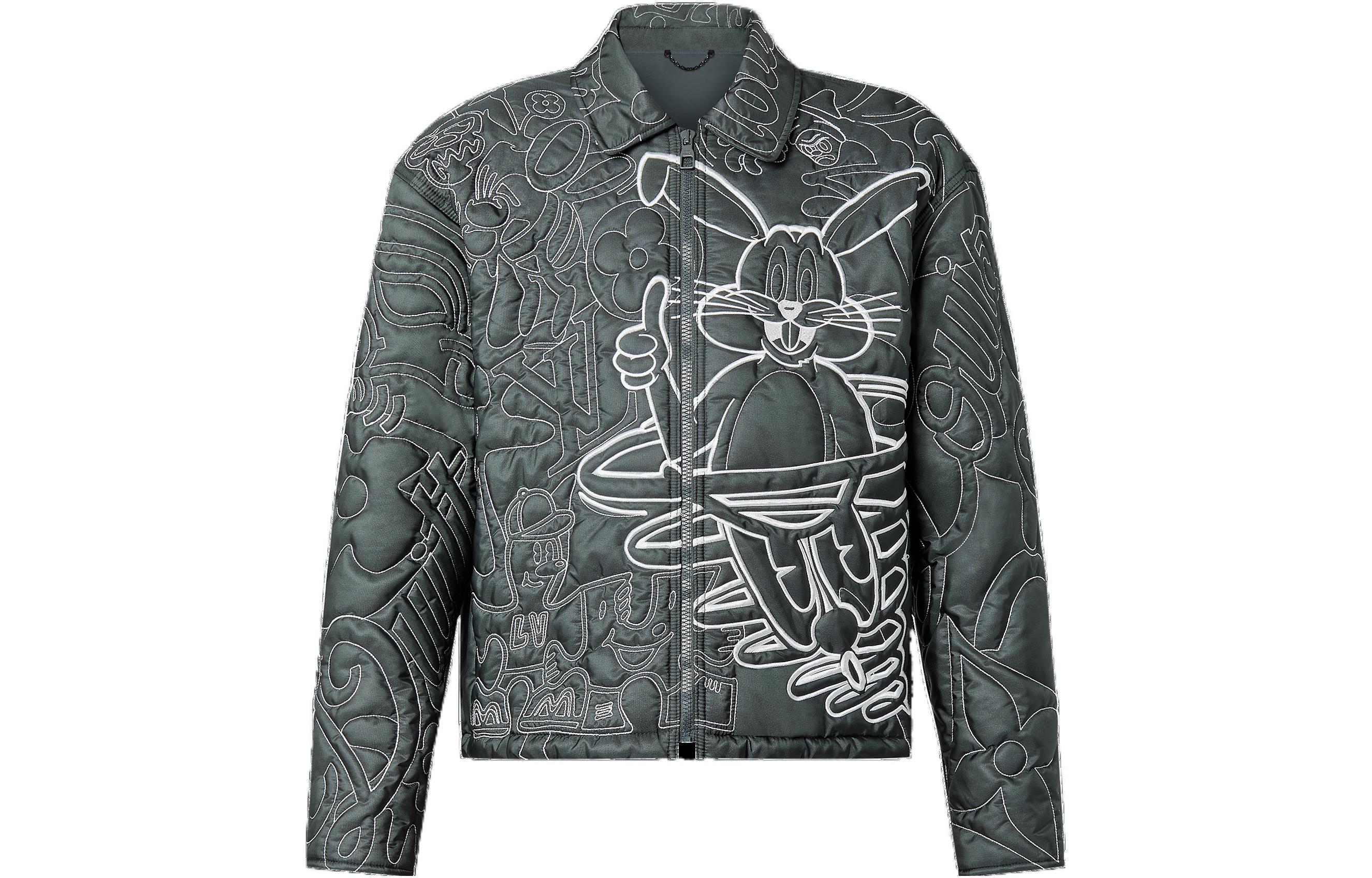 Louis Vuitton FW22 Cartoon Rabbit Print Padded Zip Jacket Men’s Grey 1AB938