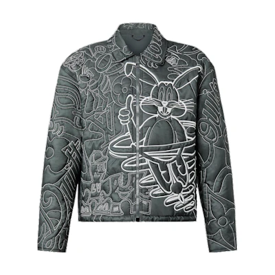 Louis Vuitton FW22 Cartoon Rabbit Print Padded Zip Jacket Men’s Grey 1AB938