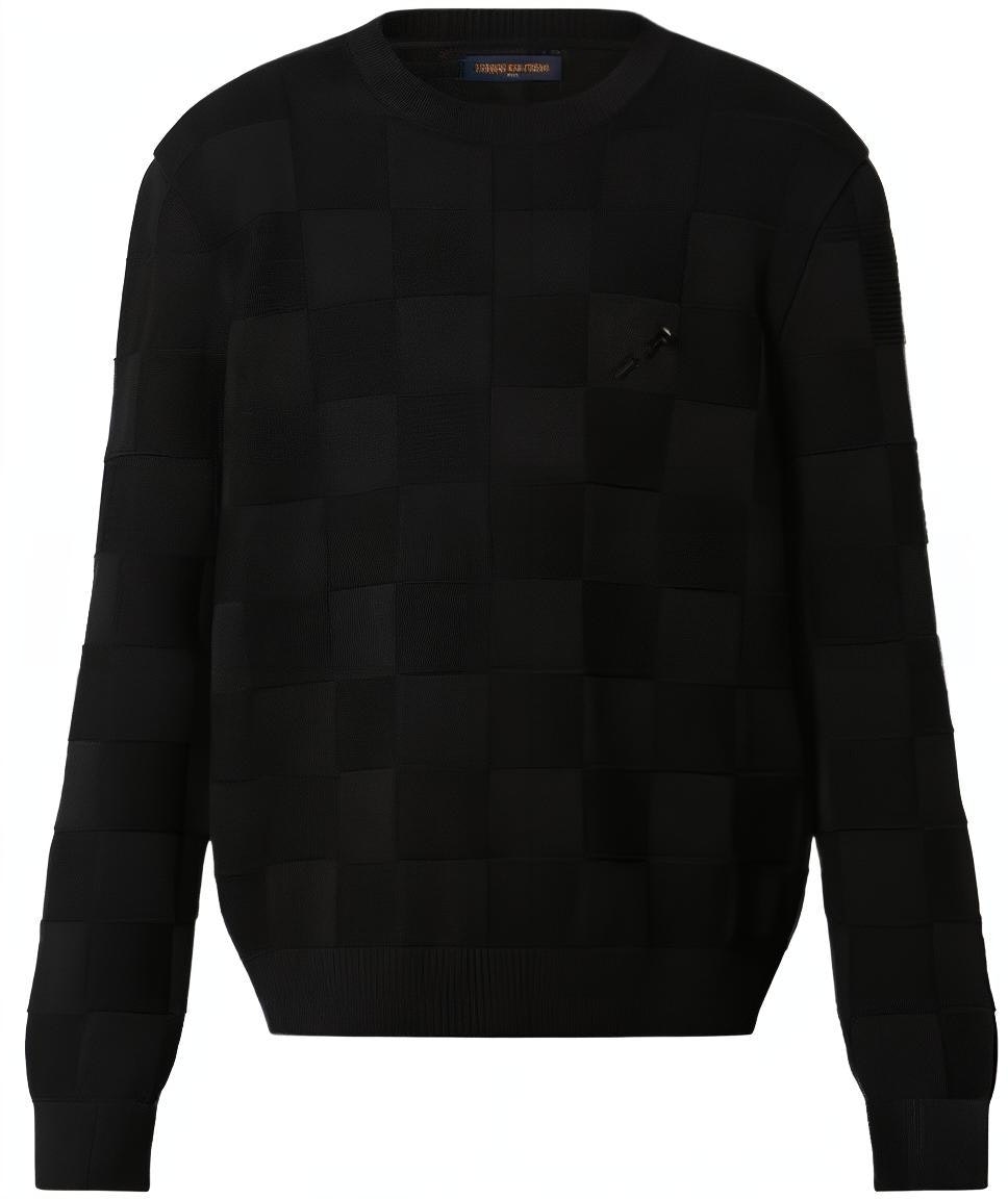 louis-vuitton-fw-22-check-knit-crewneck-long-sleeve-sweater-black-mens-1-aa-4-mc