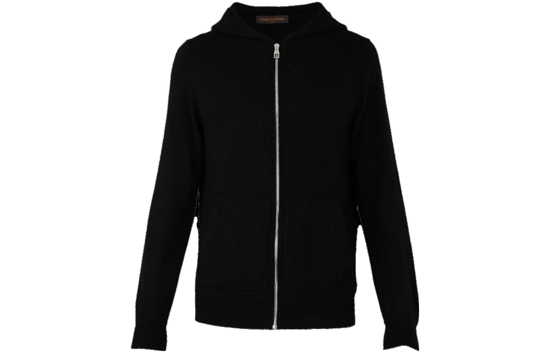 Louis Vuitton FW22 Classic Solid Zip-Up Hoodie Black 1A1QCR