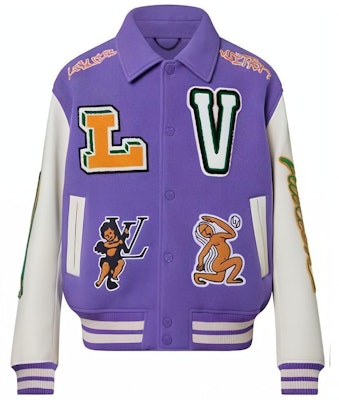 Chaqueta Varsity de Cuero LOUIS VUITTON FW22 Colorblock Cartoon Patch Morado Blanco 1AAHH5 Buy Chaqueta Varsity de Cuero LOUIS VUITTON FW22 Colorblock Cartoon Patch Morado Blanco 1AAHH5