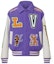 Order Chaqueta Varsity de Cuero LOUIS VUITTON FW22 Colorblock Cartoon Patch Morado Blanco 1AAHH5