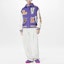 Lookbook Chaqueta Varsity de Cuero LOUIS VUITTON FW22 Colorblock Cartoon Patch Morado Blanco 1AAHH5