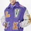 Purchase Chaqueta Varsity de Cuero LOUIS VUITTON FW22 Colorblock Cartoon Patch Morado Blanco 1AAHH5