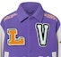 Details for Chaqueta Varsity de Cuero LOUIS VUITTON FW22 Colorblock Cartoon Patch Morado Blanco 1AAHH5