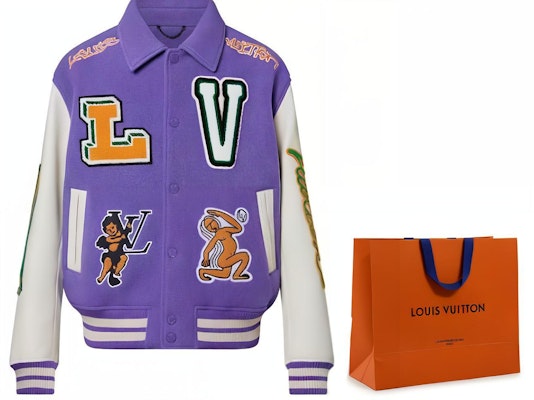 Chaqueta Varsity de Cuero LOUIS VUITTON FW22 Colorblock Cartoon Patch Morado Blanco 1AAHH5 Sizing Chaqueta Varsity de Cuero LOUIS VUITTON FW22 Colorblock Cartoon Patch Morado Blanco 1AAHH5