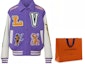 Sizing Chaqueta Varsity de Cuero LOUIS VUITTON FW22 Colorblock Cartoon Patch Morado Blanco 1AAHH5