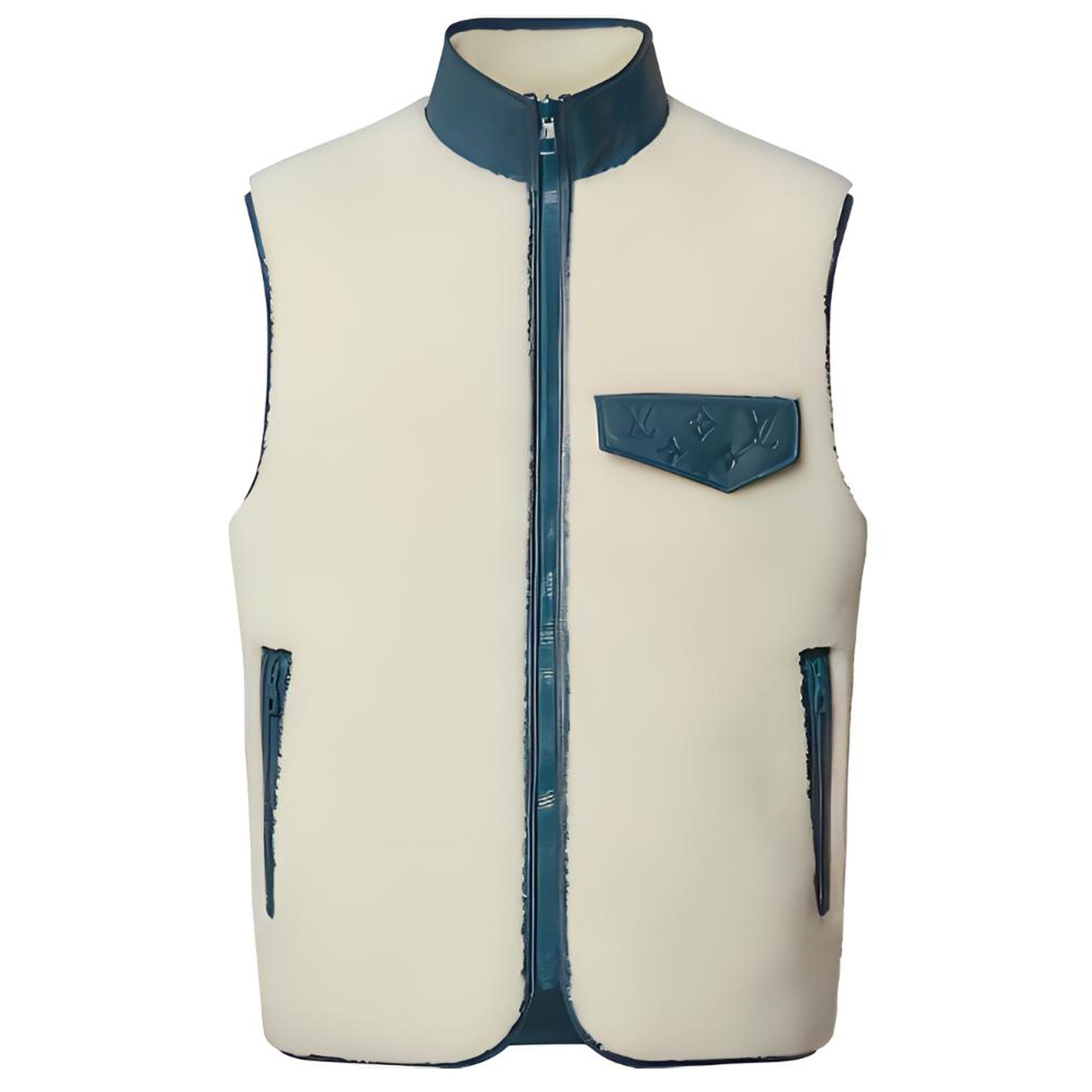 LOUIS VUITTON FW22 Colorblock Shearling Zip Vest White . 1AAGG5