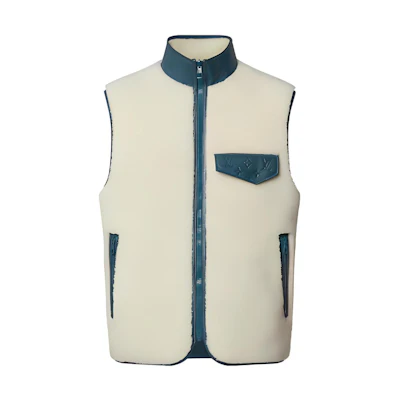 LOUIS VUITTON FW22 Colorblock Shearling Zip Vest White . 1AAGG5