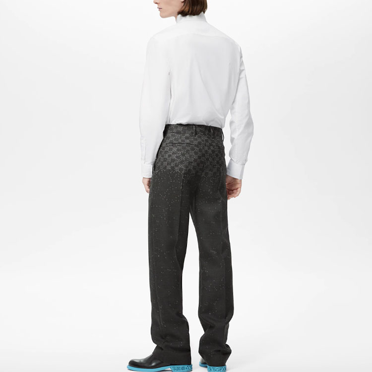 Shop Pantalones Casuales Negros Rectos de Media Altura Louis Vuitton FW22 Damier Gradient 1AA4Q5