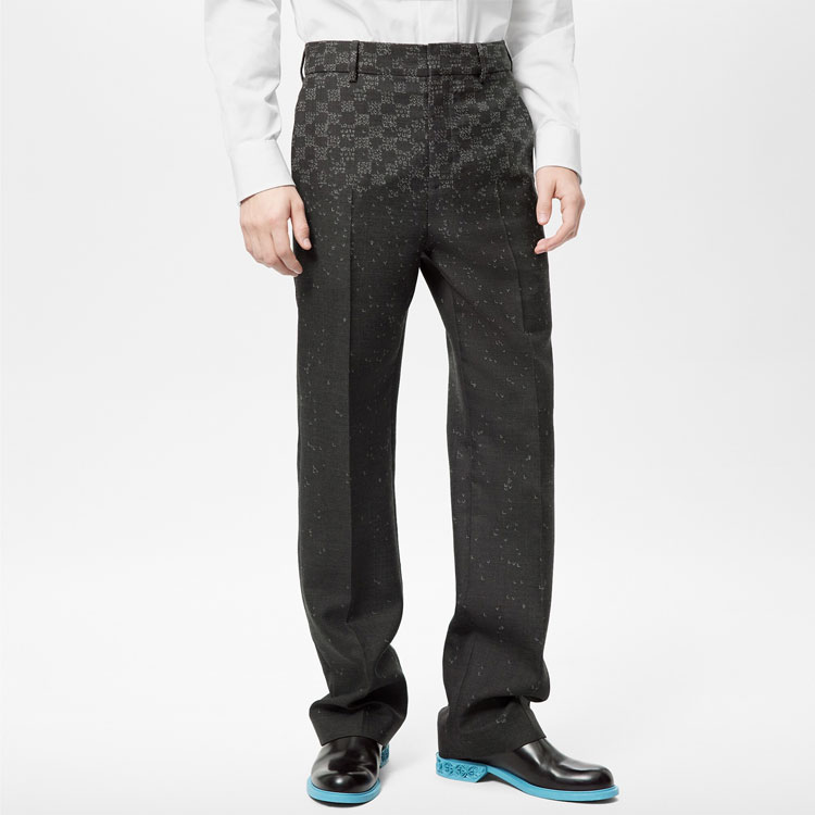 Purchase Pantalones Casuales Negros Rectos de Media Altura Louis Vuitton FW22 Damier Gradient 1AA4Q5